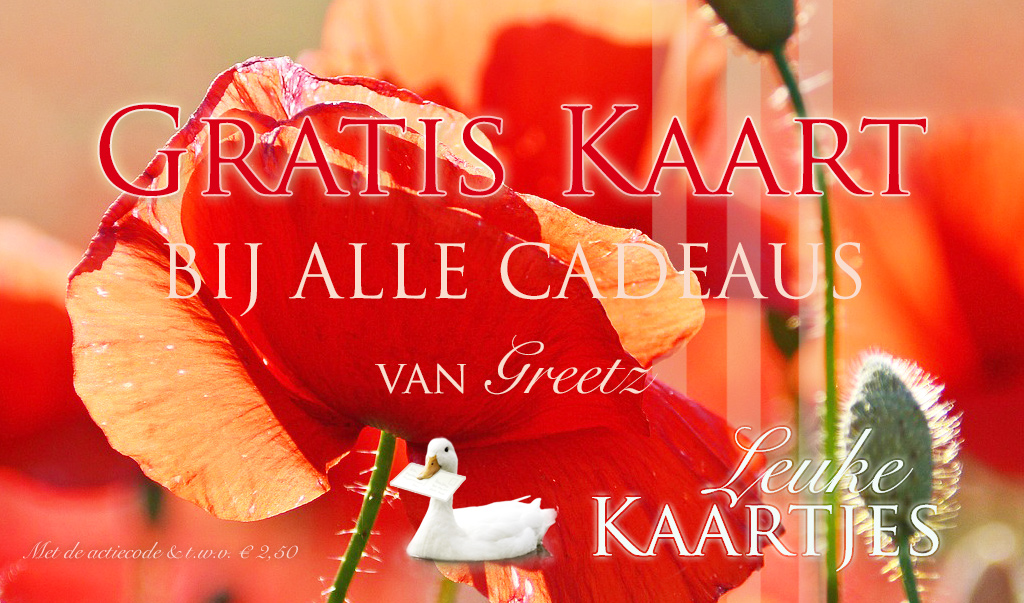 Gratis Kaart t.w.v. € 2,50 bij alle Cadeaus van Greetz